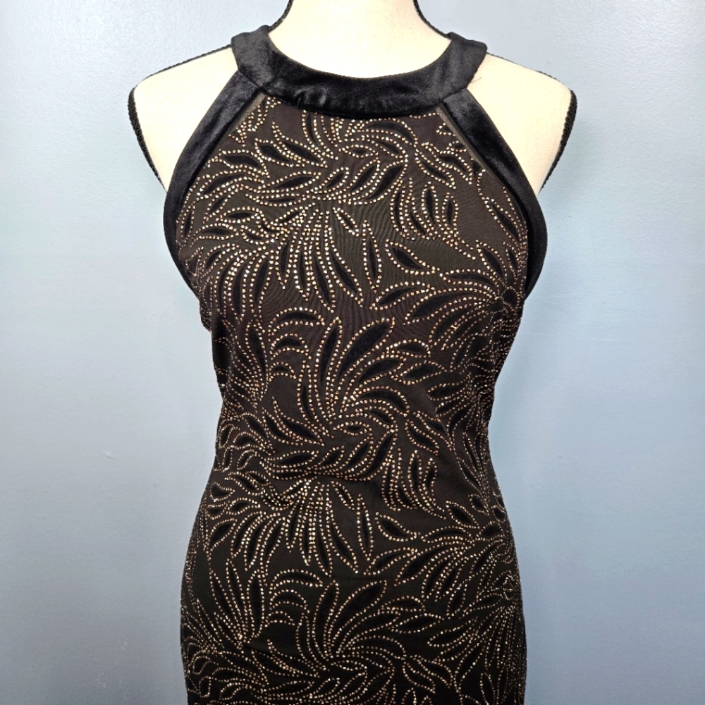 Bisou Bisou Black Sleeveless Midi Dress‎ With Blush Sparkles Womens Size 4